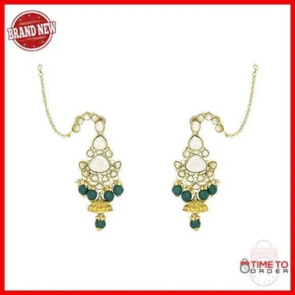 Gold Plated Kundan Bridal Jewelry Set with Pearl Necklace Earrings